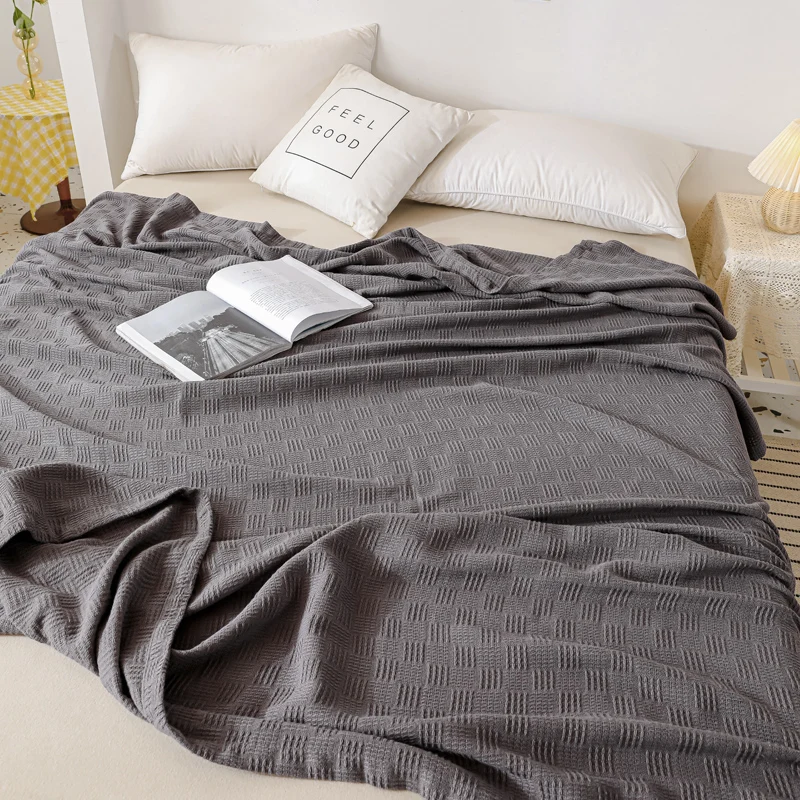 Noridc Knitted Throw Blanket 100% Cotton New Blankets Luxury Bed Sofa Couch Oversized Bedspread Cover Lightweight Plaid Blankets