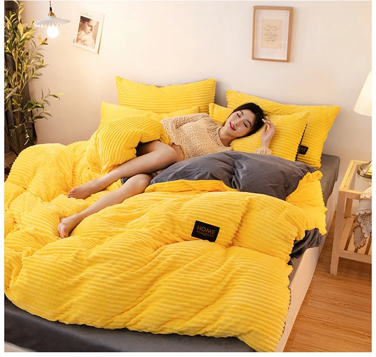 WASART Soft warm plush duvet cover winter 220x240 velvet fleece couple quilt cover double bed luxury bedding set queen king size