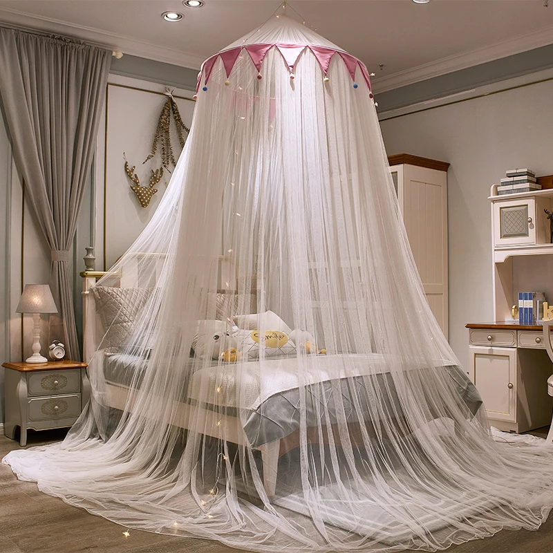 Battilo Bed Canopy Bed Curtain Mosquito Net Anti-mosquito Round Dome Hanging Indoor Castle Play Tent Kid Room Canopy for Big Bed