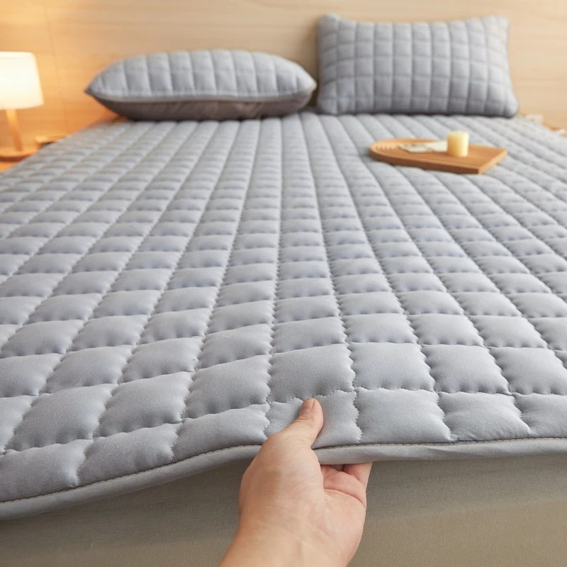Waterproof Mattress Pads Foldable Bed Cover for Home Hotel Solid Color Mattress Cover Protector Non-Slip Breathable Bedding Mat