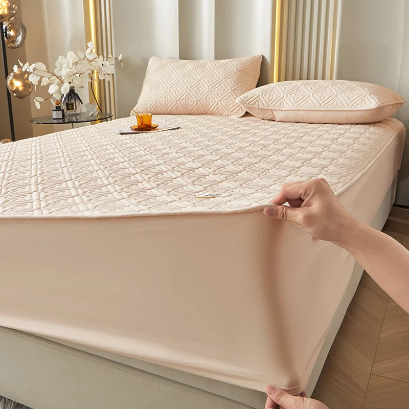 Bedding Pure Cotton Thick Mattress Cover Soybean Microfiber Filling Elastic Fitted Sheet Queen King Size Mattress Pad Protector