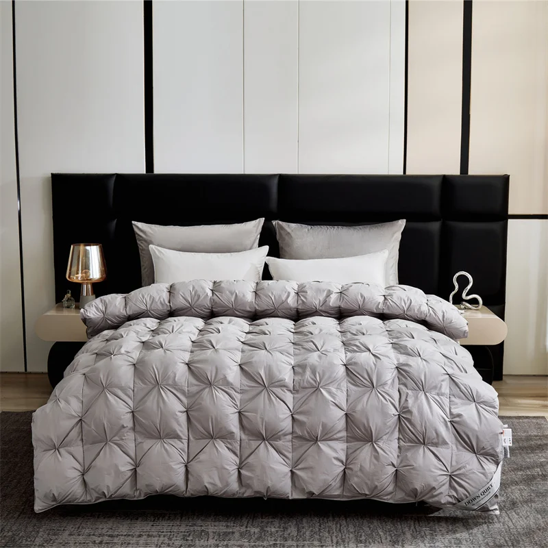 High End White Goose Dwon Comforter 3D Fluffy Luxury Duvet Insert Quilted Five-Star Hotel Winter Thick Cozy Quilt Customized