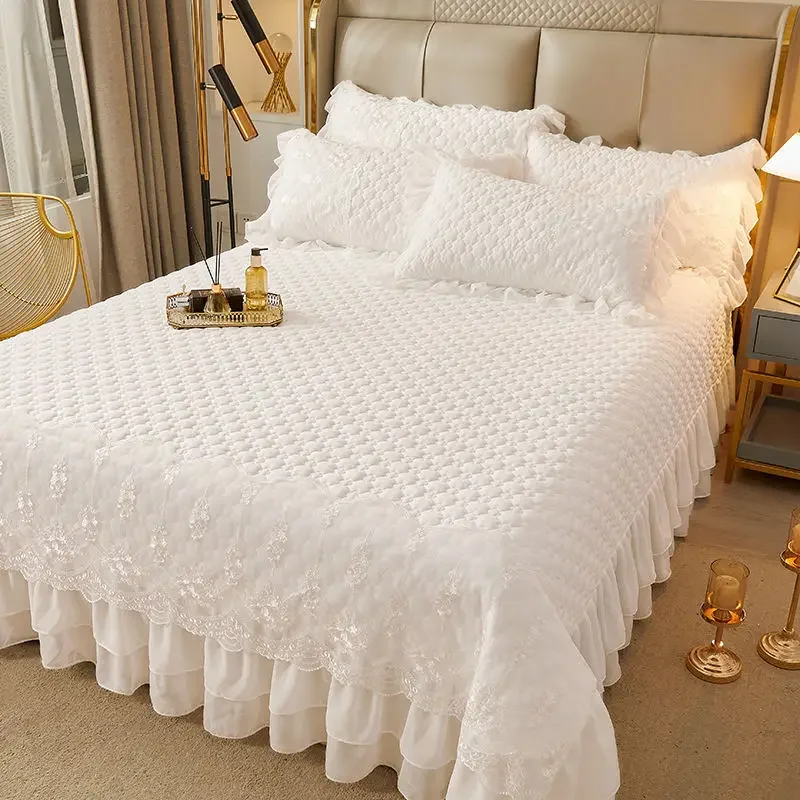 WASART Quilted thicken white bed sheet summer bedspread couple 2 people bed linens luxury double bed bedding king size 180x200cm