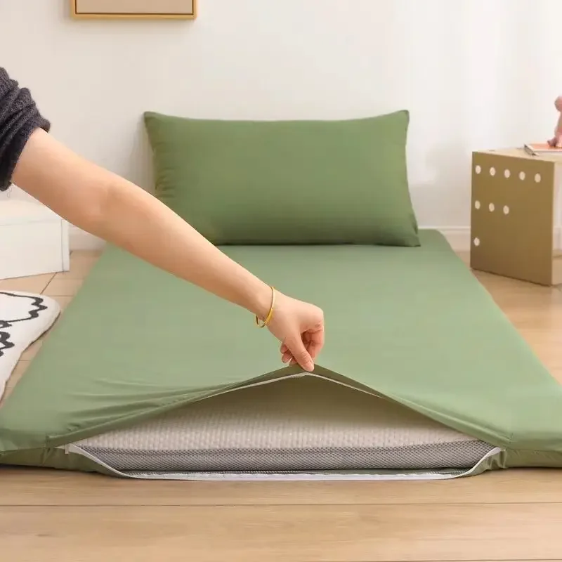 WASART 360° fully enclosed with zipper mattress protector cover couple/student single double bed sheet protection pad 90/150cm