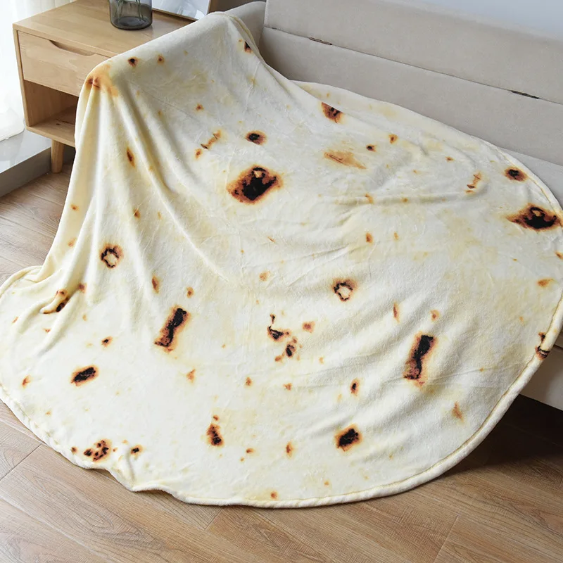 WASART Warm flannel tortilla blanket mexican pita throw blanket for bed fluffy velvet fleece ​sofa plaid winter pizza blanket