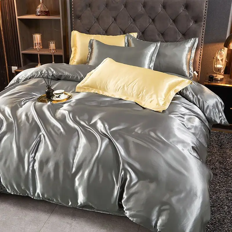 WASART Luxury satin rayon bedding set summer white duvet cover single double queen king size quilt cover 150/180 comforter cover