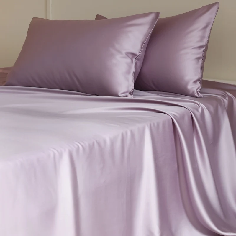 100% Mulberry Silk Bed Sheets Set Luxury Smooth Ultra Soft Bedding Sets with Fitted Sheet Flat Sheet Pillowcase for All Season