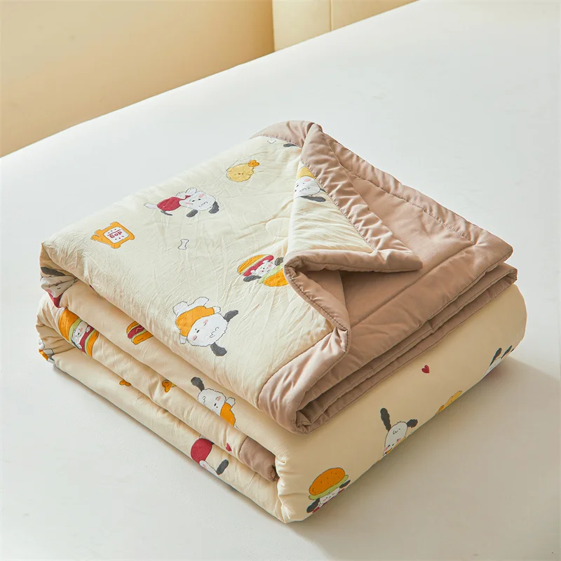 100% Cotton Inside and Outside Summer Quilt Lightweight Ultra Soft Thin Quilt Air Conditioning Quilts Pure Cotton Blanket Ins