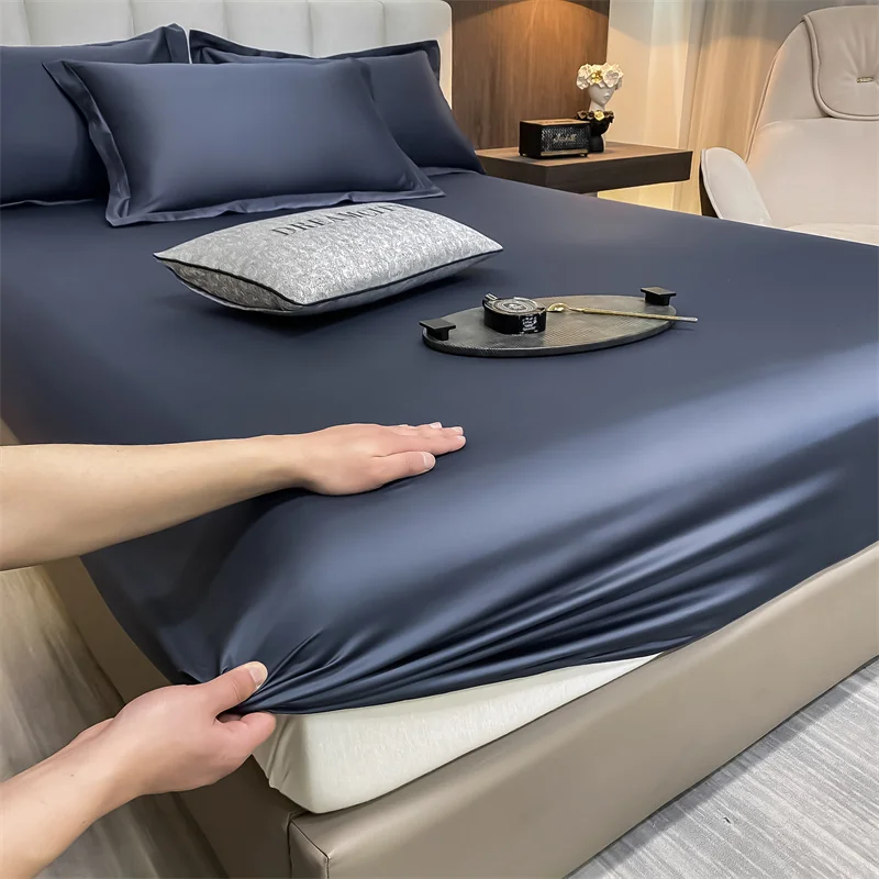 Soft Luxury Egyptian Cotton 400TC Fitted Bed Sheet with Elastic Bands Mattress Cover Non Slip Machine Washable 140/160/180/200cm
